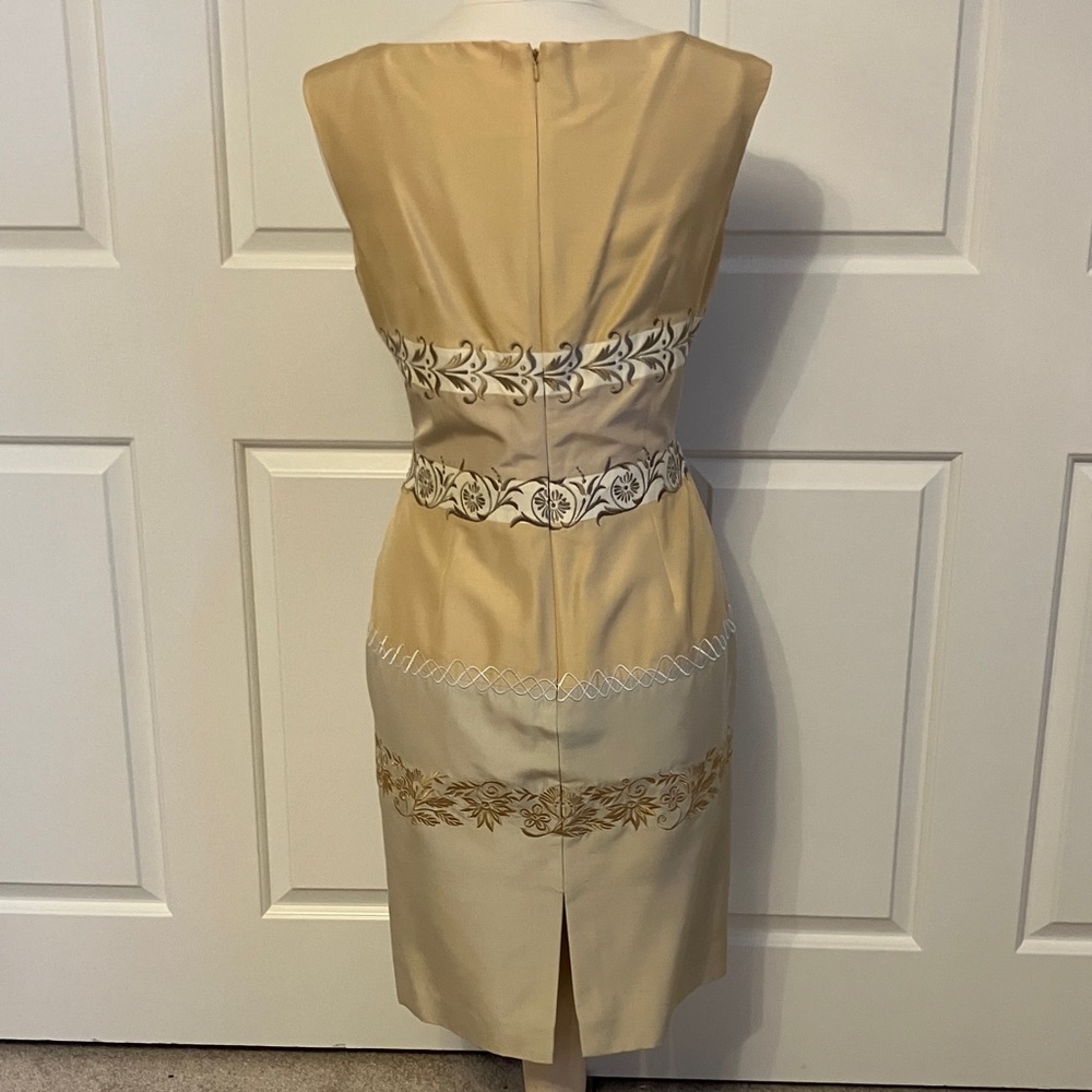 Maggy London Gold and Cream Embroidered Midi Dress - Picture 2 of 5